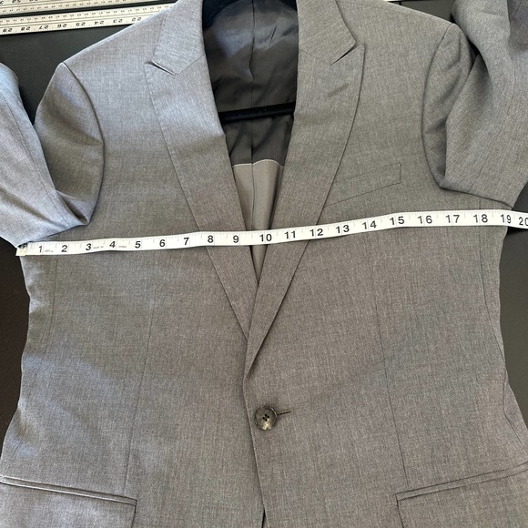 Hugo Boss Blazer Jacket Lapel Collar Buttoned Long Sleeve Formal Gray Size 36R - Picture 12 of 12